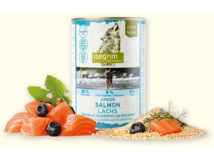 isegrim dog junior salmon with millet blueberries wild herbs 6 x 400 g konzerva