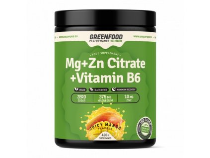 greenfood performance mg zn citrate vitamin b6 420 g mango original