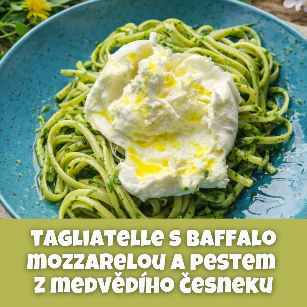 Tagliatelle s buffalo mozzarellou a pestem z medvědího česneku