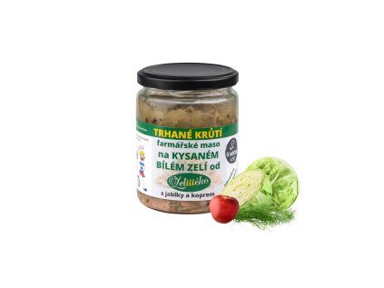 Trhané krůtí maso 450g/ na bílém zelí