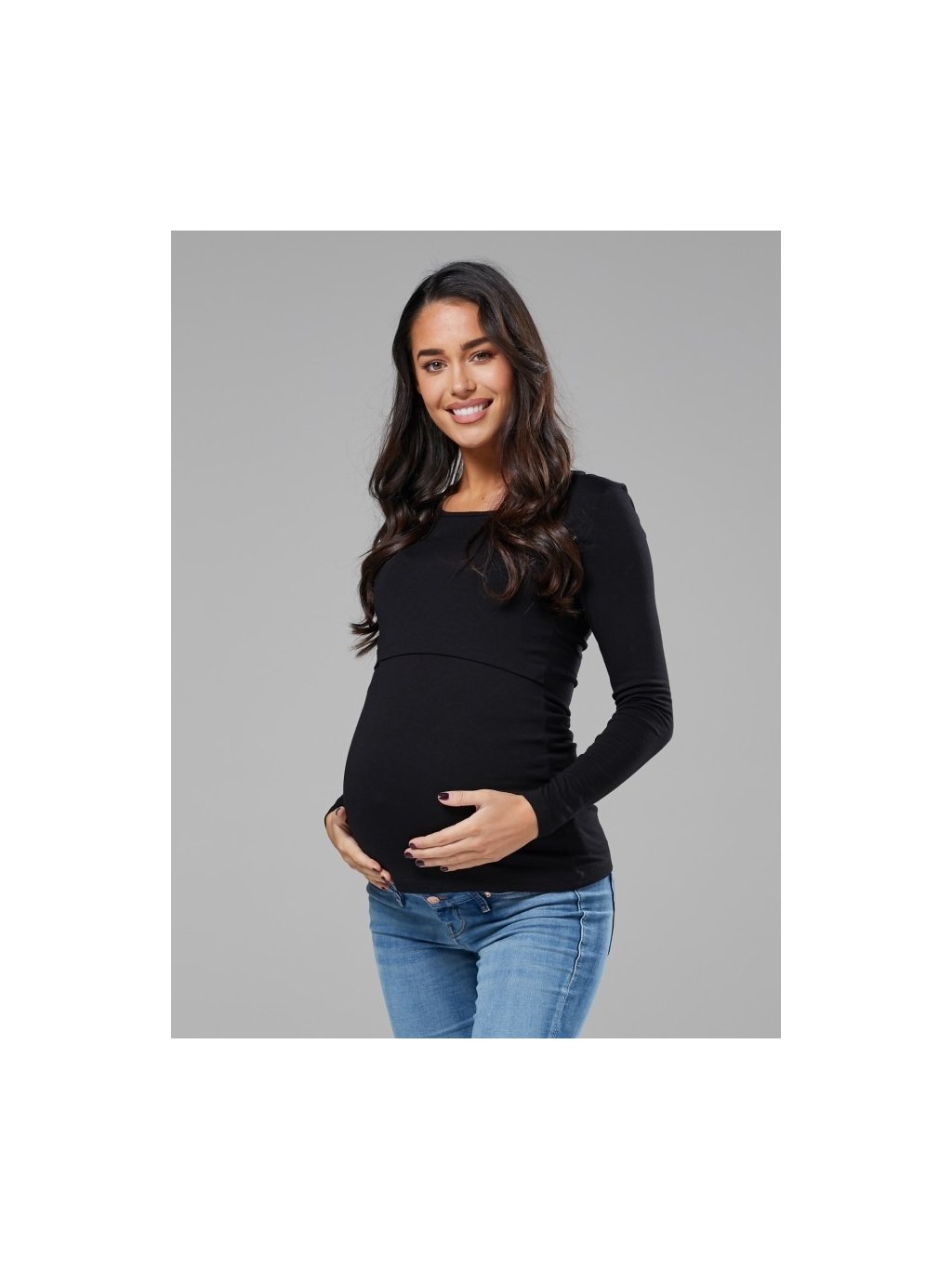 Těhotenské a kojící tričko 3v1 Happy Mama černé (Velikost 2XL)