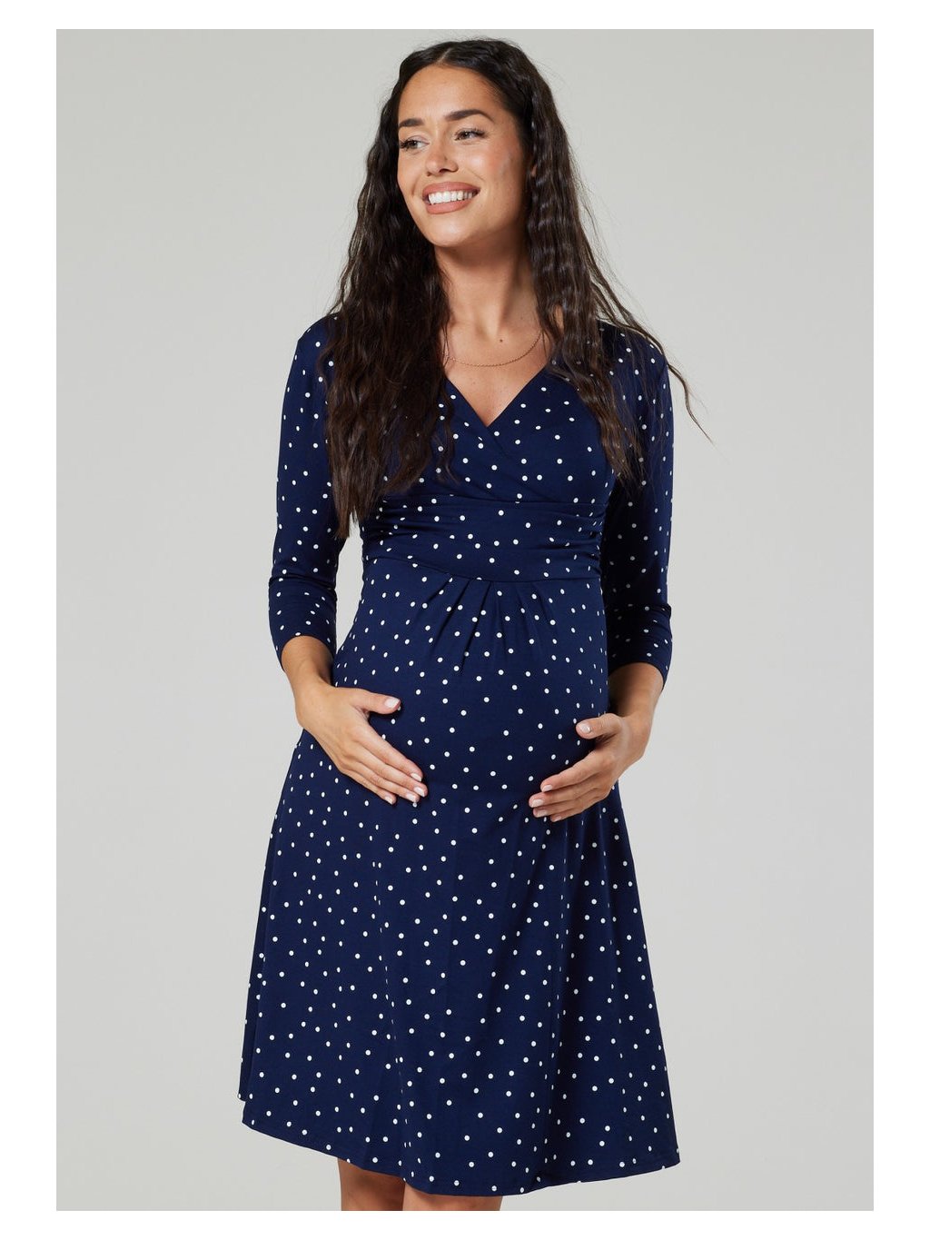 Těhotenské šaty modré s puntíky kojící