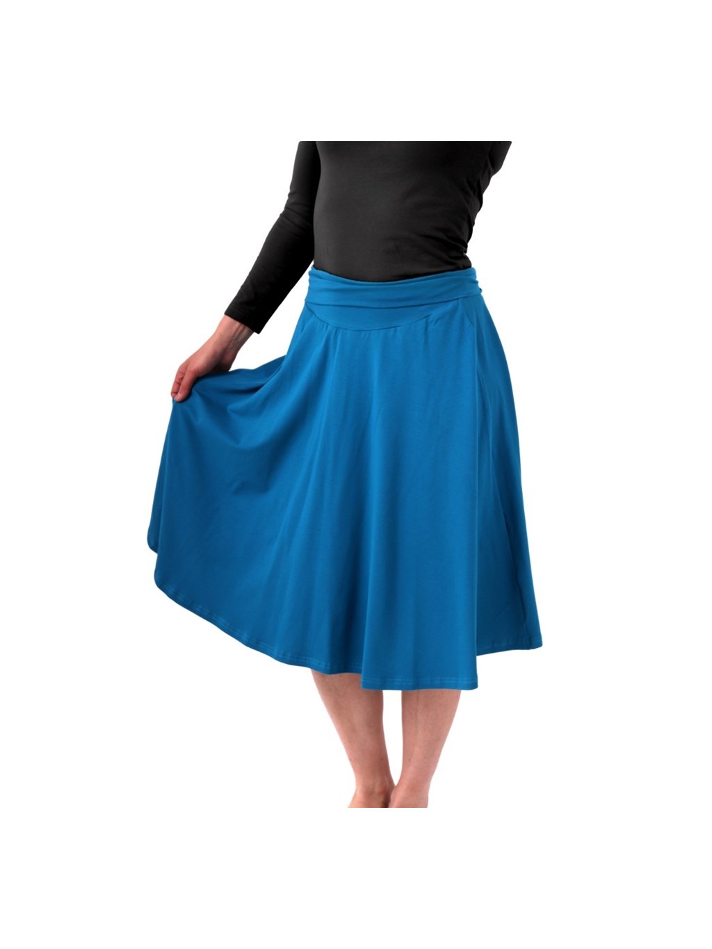 Těhotenská sukně tyrkysová bavlněná (Velikost L/XL)