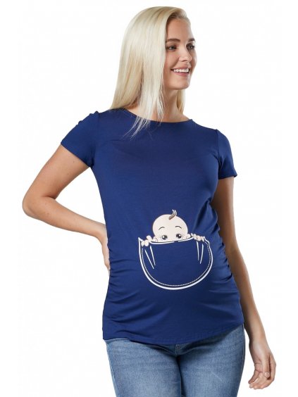 Vtipné těhotenské tričko Baby modré (Velikost 3XL)