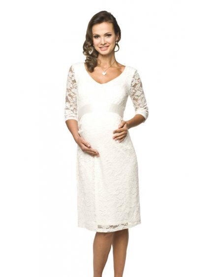 Svatební těhotenské šaty bílé s krajkou