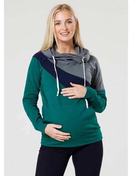 Těhotenská mikina zeleno šedá kojící