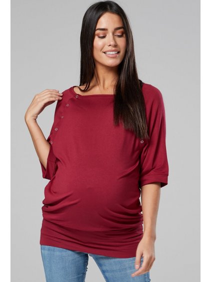 Těhotenské tričko bordó kojící
