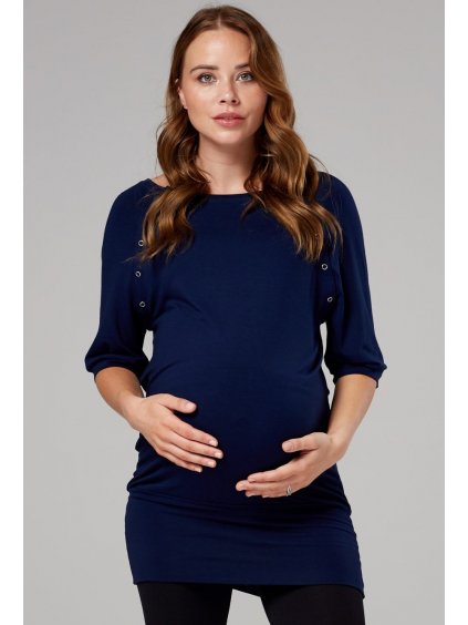 Těhotenské a kojící tričko tmavě modré happymama