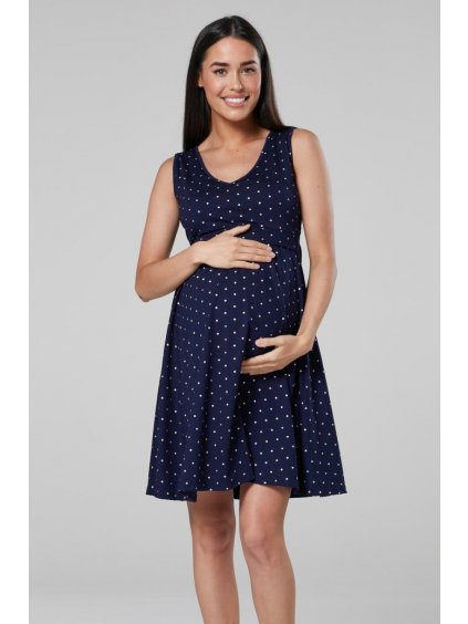 Letní těhotenské šaty modré s hvězdičkami
