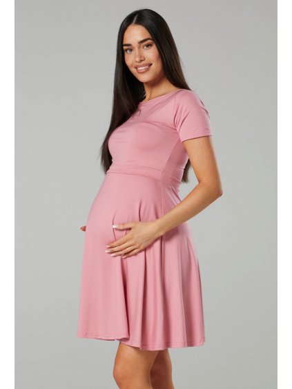 Těhotenské šaty tmavě růžové kojící