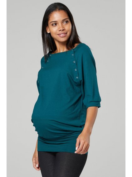 Těhotenské a kojící tričko petrolejové