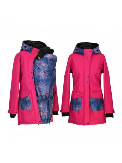 Softshellový nosící kabát růžový-obloha 2v1 (Velikost 2XL)