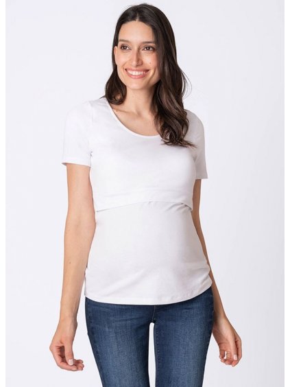 Bambusové těhotenské a kojící tričko 3v1 laina bílé (Velikost 2XL)