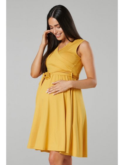Letní těhotenské a kojící šaty tmavě žluté