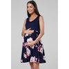 Letní těhotenské šaty na ramínka modré květinové