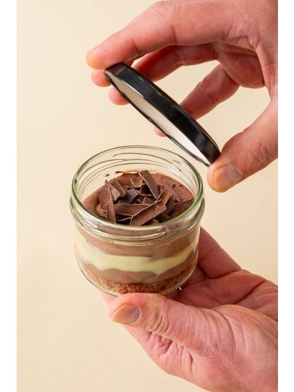 Traditional chocolate mouse cake with egg liqueur