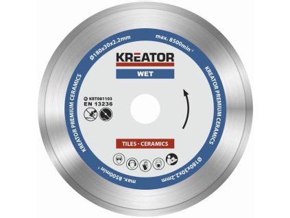 Diamantový kotouč celoobvodový 180mm PREMIUM KREATOR KRT081103