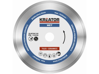 Diamantový kotouč celoobvodový 200mm PREMIUM KREATOR KRT081104