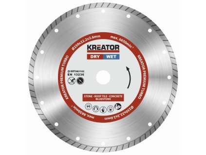 Diamantový kotouč celoobvodový 230mm PREMIUM TURBO KREATOR KRT083102