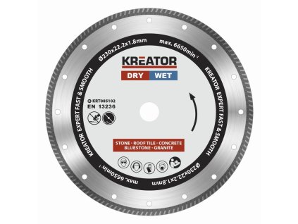 Diamantový kotouč celoobvodový 230mm EXPERT TURBO KREATOR KRT085102
