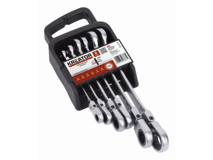 Sada kloubových klíčů otevřený/očko-ráčnový 6ks KREATOR KRT500014