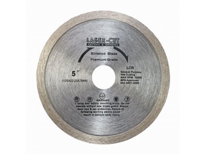 Diamantový kotouč celoobvodový 125 x 22,23 x 7mm LCR LASER-CUT L00102