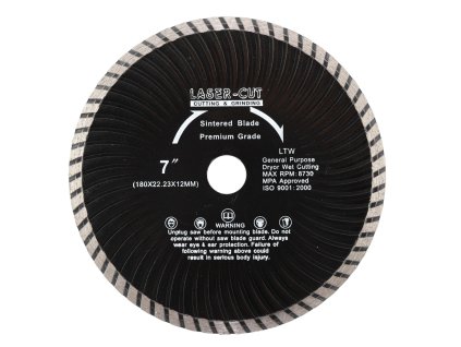 Diamantový kotouč celoobvodový 180 x 22,23 x 7mm LTW LASER-CUT L00129