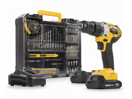 Aku vrtačka s příklepem bezuhlíková 20V  plus  78ks příslušenství POWERPLUS POWX00850