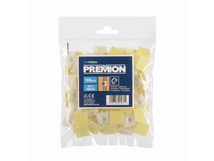 Kabelová příchytka samolepící bílá 19 x 19mm 100ks PREMION PREP00033