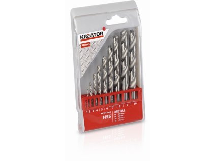 10 ks HSS Vrtáků do kovu 1-10mm KREATOR KRT012002