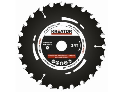 Pilový kotouč pro ponorné pily 165mm, 24T KREATOR KRT020304