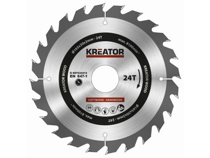 Pilový kotouč na dřevo 165mm, 24T KREATOR KRT020410