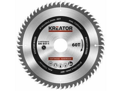 Pilový kotouč na dřevo 185mm, 60T KREATOR KRT020415