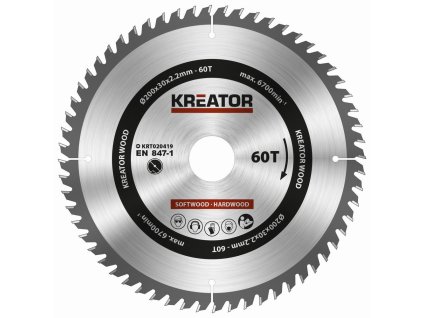 Pilový kotouč na dřevo 200mm, 60T KREATOR KRT020419