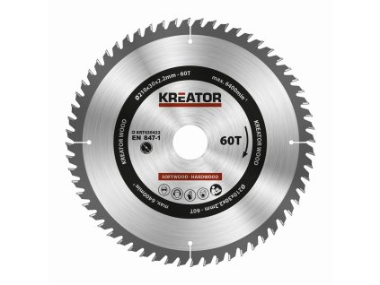Pilový kotouč na dřevo 210mm, 60T KREATOR KRT020422