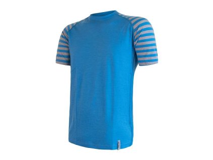 SENSOR MERINO ACTIVE PÁNSKÉ TRIKO KR.RUKÁV MODRÁ/ŠEDÁ PRUHY Velikost: Modrá/šedá pruhy, Barva: