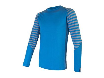 SENSOR MERINO ACTIVE PÁNSKÉ TRIKO DL.RUKÁV MODRÁ/ŠEDÁ PRUHY Velikost: Modrá/šedá pruhy, Barva: L