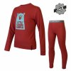 SENSOR DOUBLE FACE SET CAMPER dětský triko dl.rukáv + spodky tm.červená Velikost: tmavě červená, Barva: