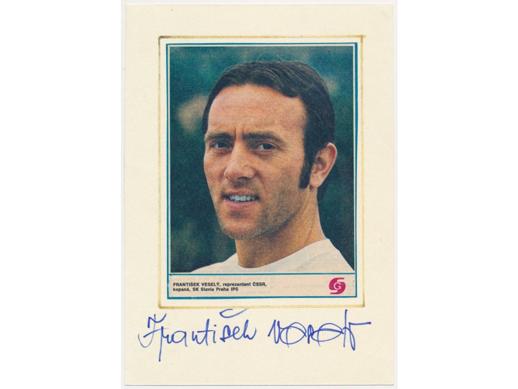 Veselý František (1943-2009), český fotbalista, sběratelská karta s vl. podpisem