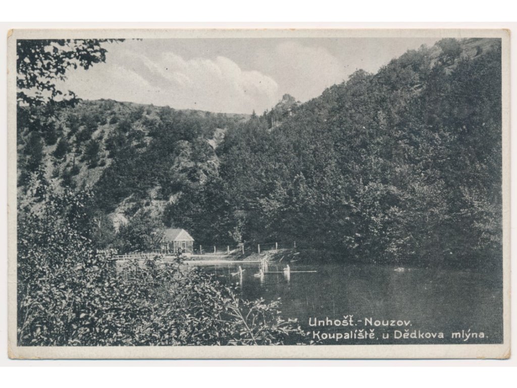 27 - Kladensko, Unhošť, Nouzov, Koupaliště u Dědkova mlýna, cca 1930