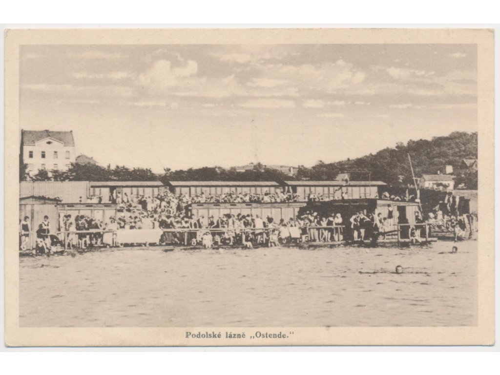 49 - Praha, Podolí, "Podolské lázně - Ostende", oživené koupaliště, 1930