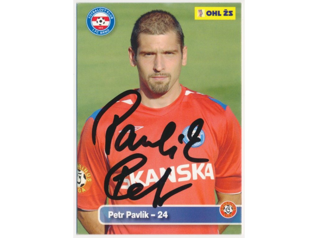 Pavlík Petr (1978), fotbalista, sběratelská klubová karta s vl. podpisem