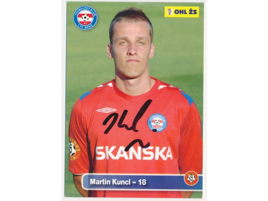 Kuncl Martin (1984), fotbalista, sběratelská klubová karta s vl. podpisem