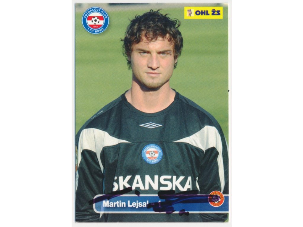 Lejsal Martin (1982), fotbalista-brankář, sběratelská klubová karta s vl. podpisem