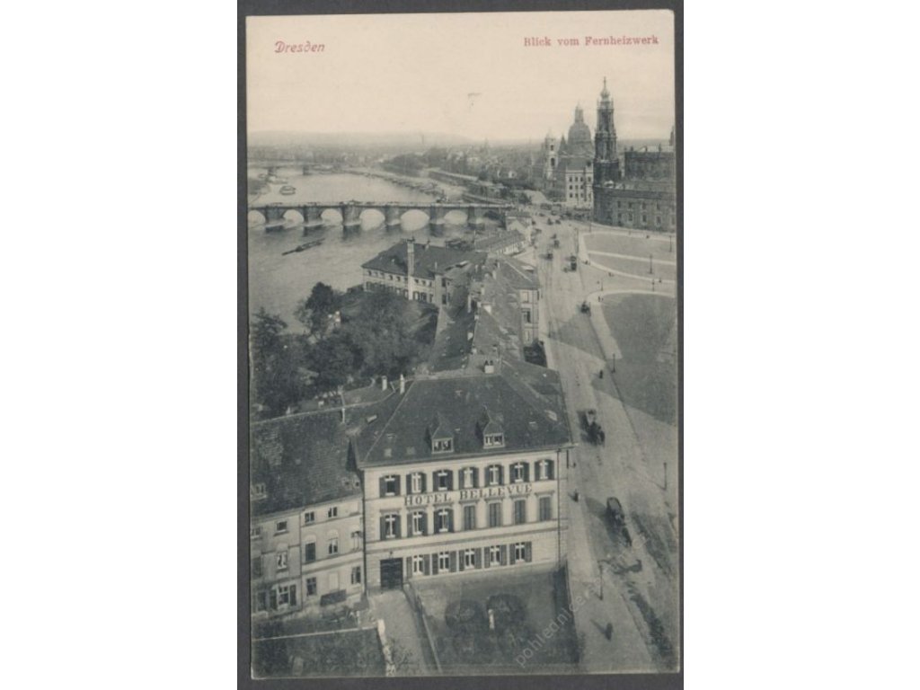 Germany, Free state of Saxony, Dresden, view at street and bridge, publ. Engler, cca 1908