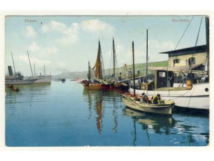Itálie, Terst, v přístavu, ca 1910