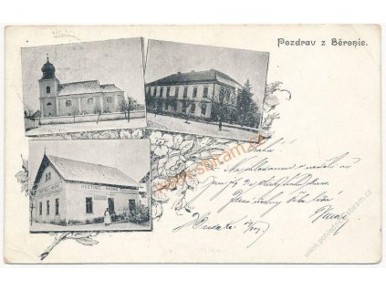 40 - Nymbursko, Běronice, 3 - záběr dominant, hostinec U Machů...,1905