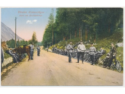 Vojenská, Tiroler Kaiserjäger, Rast im Hochgebirge, cca 1911