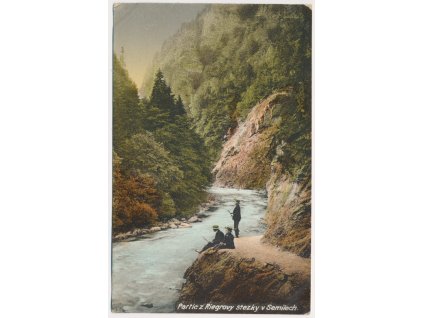 58 - Semilsko, oživená partie z Riegrovy stezky, cca 1920