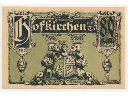 Rakousko, nouzová bankovka, 80 h, Hofkirchen, 1921, krásný  stav UNC